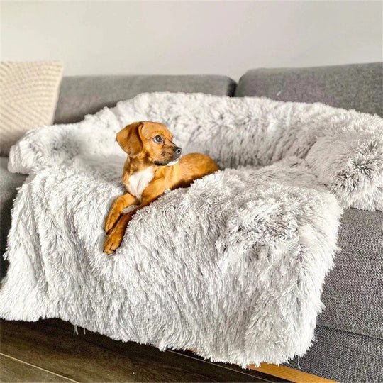 Calming Plush Bolster Dog Bed – Ultra-Soft Anti-Anxiety Pet Bed for Couch, Bed, Car & Floor