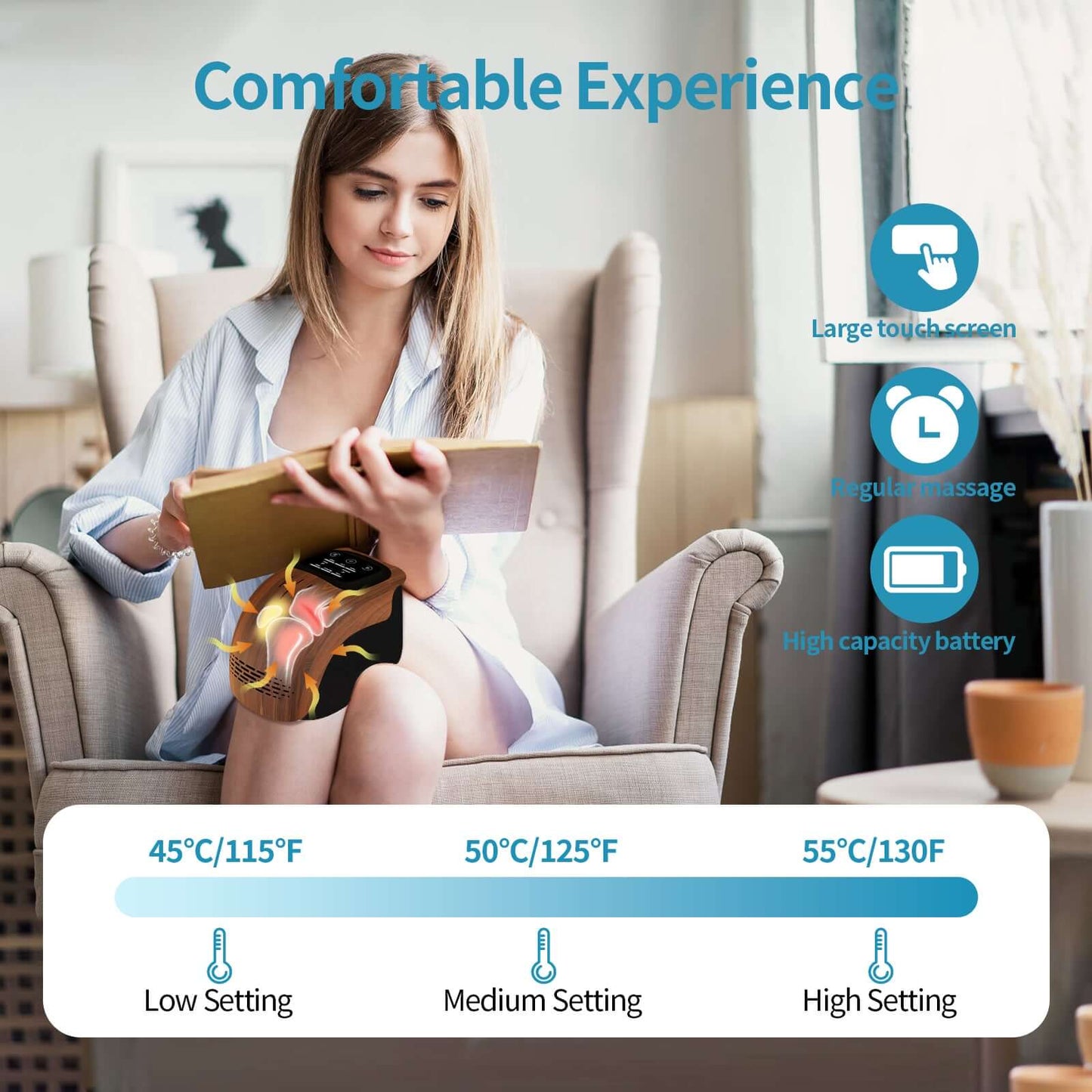 Intelligent Home Use Electric Intelligent Kneading Heating Knee Massager Rechargeable Pain Relief Infrared Laser Vibration Knee Massager