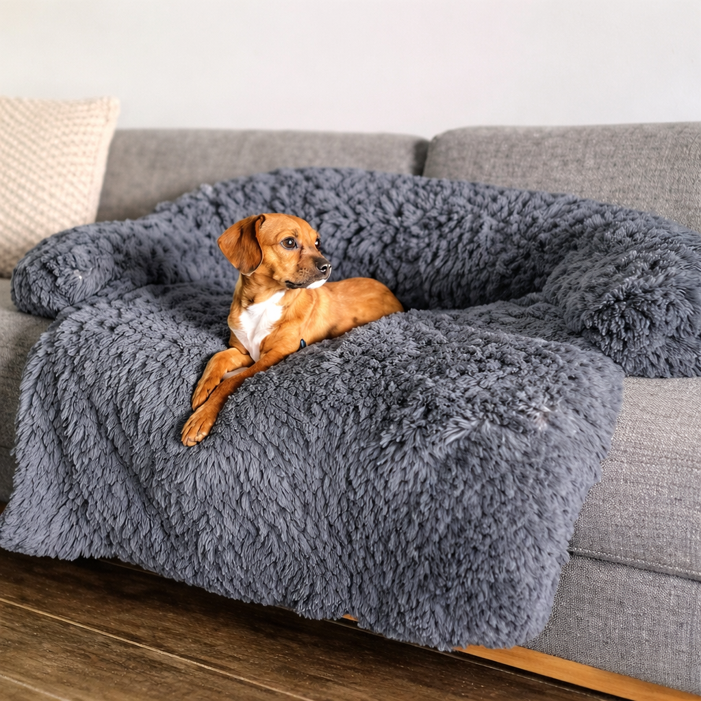 Calming Plush Bolster Dog Bed – Ultra-Soft Anti-Anxiety Pet Bed for Couch, Bed, Car & Floor