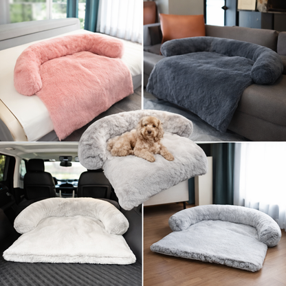 Calming Plush Bolster Dog Bed – Ultra-Soft Anti-Anxiety Pet Bed for Couch, Bed, Car & Floor